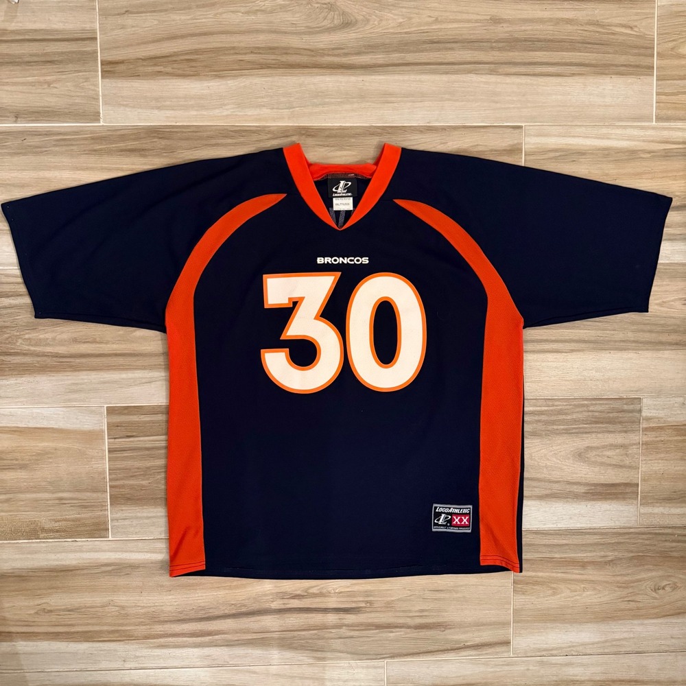 Vintage Logo Athletic Denver Broncos Terrell Davis 30 Jersey Mens XXL Navy Blue